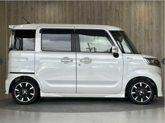 〇スズキ スペーシアカスタム HYBRID XSターボ（両側電スラ&社外ナビ&LEDライトほか）　